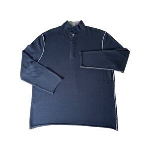 Carbon 2 Cobalt Mens Sweater Size XL‎ Black Rolled Hem Pullover Cashmere Blend